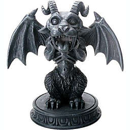 Screaming Gargoyle on Pedestal Figurine Horned Winged Demon Gothic Decoration