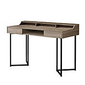 Contemporary Home Living 48" Taupe Brown and Silver Contemporary Computer Desk
