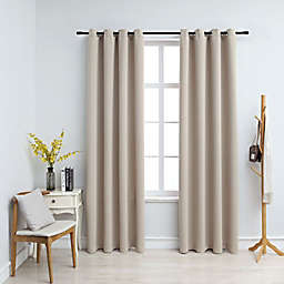 Home Life Boutique Blackout Curtains with Rings 2 pcs Beige