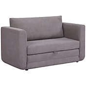 Light Grey  Pull Out Sofa Bed, Modern Convertible Loveseat Sleeper, Upholstered Sleeper Sofa for Small Space