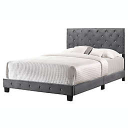 Passion Furniture Wooden Suffolk Gray Full Panel Bed with Slat Support