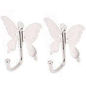 Unique Bargains Wall Hooks Transparent Reusable Seamless Hooks for Bathroom Kitchen, Butterfly Style Wall Mounted Cloth Towel Hook Hanger, 2pcs