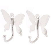 Unique Bargains Wall Hooks Transparent Reusable Seamless Hooks for Bathroom Kitchen, Butterfly Style Wall Mounted Cloth Towel Hook Hanger, 2 Pieces
