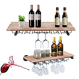 Kitcheniva Wall Mounted Wine Rack Storage Shelf Glass Goblet Holder Cabinet Home Bar