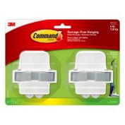 Command Broom and Mop Grippers Wall Hook, White, For Dorm Room Mops and Brooms, 2 Hangers