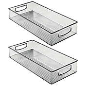mDesign Plastic Kitchen Pantry Cabinet Food Storage Bin, 2 Pack - Smoke Gray