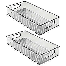 mDesign Plastic Kitchen Pantry Cabinet Food Storage Bin, 2 Pack - Smoke Gray