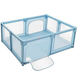 Infinity Merch Baby Playpen Extra Large Kids Activity Center w/ Gate Blue