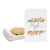 Blue Panda 100 Pack Thank You Paper Treat Bags, Sleeves for Cookies, Goodies, Candy, Party Favors (Floral, 5 x 7.5 in)