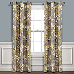 Farmhouse Bird And Flower Insulated Grommet Blackout Window Curtain Panels Gray/Yellow 38X95 Set