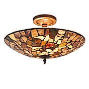 CHLOE Lighting  SANDY Mosaic 2 Light Semi-flush Ceiling Fixture 16" Shade
