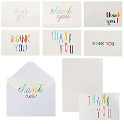Juvale Rainbow Thank You Cards with Envelopes, Bulk Boxed Set (4x6 In, 144 Pack)