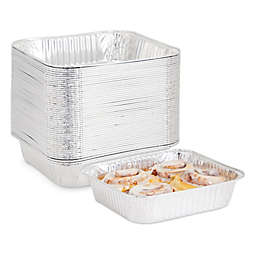 Stockroom Plus 8x8 Foil Pans for Meal Prep and Cooking, Disposable Aluminum Trays (50 Pack)