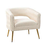 KARAT HOME Terra Comfy Armchair Living Room Accent Chair with Metal Legs in IVORY