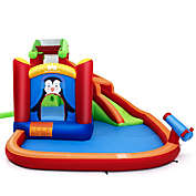 Gymax Inflatable Slide Bouncer and Water Park Bounce House Splash Pool Water Cannon