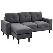 HomCom 3-Piece L-Shape Chaise Lounger Modern Couch Set with Thick Sponge Cushions