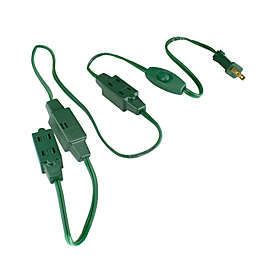Northlight 9' Green Indoor Extension Power Cord with 9-Outlets and Safety locks