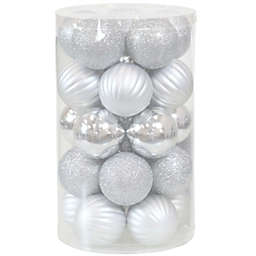 Sunnydaze Beautiful Baubles Plastic 25-Piece Ornament Set - Silver