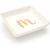 Juvale Letter M Ceramic Trinket Tray, Monogram Initials Jewelry Dish (4 x 4 Inches)