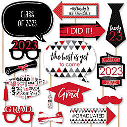 Big Dot of Happiness Red Grad - Best is Yet to Come - Red 2022 Graduation Party Photo Booth Props Kit - 20 Count