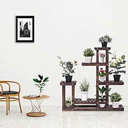 Costway 6-Tier Garden Wooden Plant Flower Stand Shelf for Multiple Plants Indoor or Outdoor