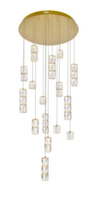 Elegant Lighting Polaris LED light Gold Pendant Clear Crystal