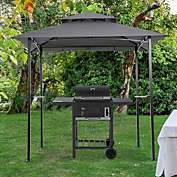 Infinity Merch 8x5Ft Double Tiered Grill Gazebo Replacement Canopy in Grey