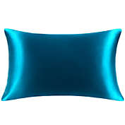 PiccoCasa 19 Momme Silk Envelope Closure Pillow Covers in Home, 100% Natural Pure Silk Pillowcase, Queen(20"X30") Peacock Blue 1 Piece