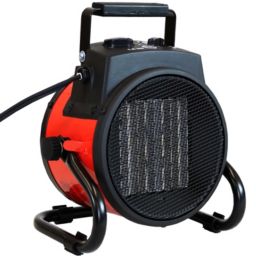 Sunnydaze Indoor Home Personal Portable Ceramic Electric Space Heater with Auto-Shutoff and Folding Handle - 750-1500 Watt - Red and Black