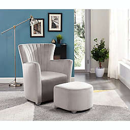 Brassex Inc. Sorrento Chair & Ottoman, Grey