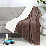 Legacy Decor Luxurious Soft Velour Fleece Throw with Super Ultra Soft Faux Fur on Backside Blanket 49"x 73" Chocolate Color
