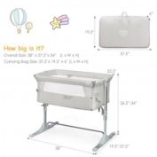 Costway Travel Portable Baby Bed Side Sleeper  Bassinet Crib with Carrying Bag-Beige