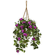 Nearly Natural 30" Mixed Bougainvillea Artificial Plant Hanging Basket