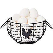 Okuna Outpost Wire Egg Collecting Basket, Farmhouse Kitchen Organizer (Black, 8.2 x 8.2 x 4.9 In)