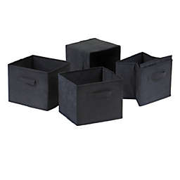 Winsome Wood Capri Set of 4 Foldable Black Fabric Baskets