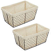 mDesign Medium Chicken Wire Storage Basket, Fabric Liner, 2 Pack, Bronze/Natural