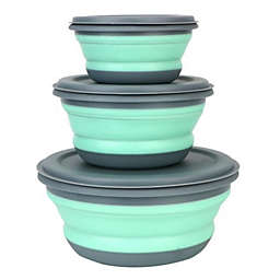 Space Saving Collapsible Mixing, Salad, Storage Bowls Set With Lids -  Green