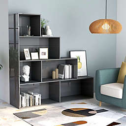 vidaXL Book Cabinet/Room Divider High Gloss Gray 61