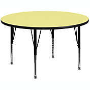 Flash Furniture 42&#39;&#39; Round Yellow Thermal Laminate Activity Table - Height Adjustable Short Legs