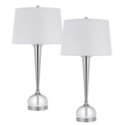 Cal Lighting 150W 3 Way Wellesley Crystal Table Lamp With Hardback Fabric Shade. Priced And Sold As Pairs