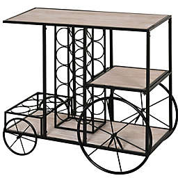 HomCom 16-Bottle Mobile Bar Cart with Wine Rack Storage, Featuring an Elegant Design & Three Shelves for Storage/Display
