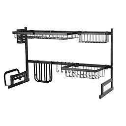 Lexi Home Lexi Home X-Large Over the Sink Adjustable Dish Rack Drainer W/ Utensils Hooks Cutlery Holder