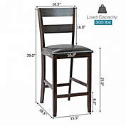 Costway-CA 2-Pieces Upholstered Bar Stools Counter Height Chairs with PU Leather Cover