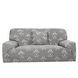 PiccoCasa Contemporary Floral Stretch Sofa Cover Slipcover Medium, Gray
