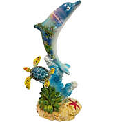 Beachcombers Dolphin with Sea Turtle Figurine 5.2 Inch Multicolor