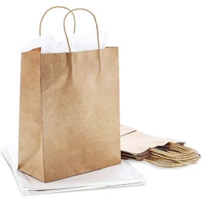 Bright Creations Medium Kraft Paper Gift Bags with Handles, Includes Tissue Paper (Brown, 8 x 10 Inches, 72 Pieces)