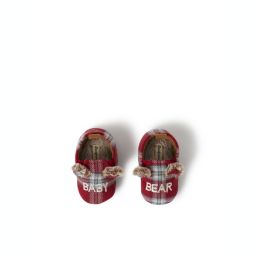 Dearfoams Baby Bear Red Plaid Scuff Slippers