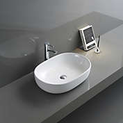 Ruvati 24 x 16 inch Bathroom Vessel Sink White Oval Above Vanity Countertop Porcelain Ceramic