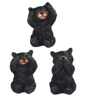 FC Design 3-Piece Hear See Speak No Evil Black Bear Statue Animal Home Decoration 3.5"H Figurine Set