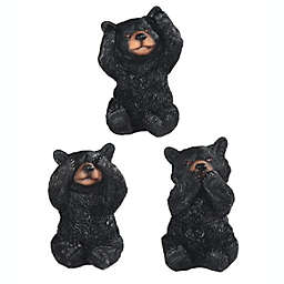 FC Design 3-Piece Hear See Speak No Evil Black Bear Statue Animal Home Decoration 3.5